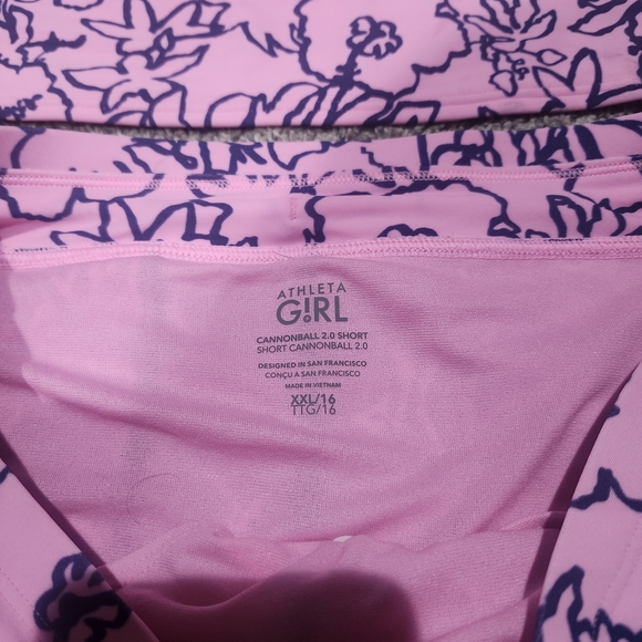 Athleta Girl Pink and Navy Floral Tankini Size XXL Swim Nwt - Picture 2 of 4